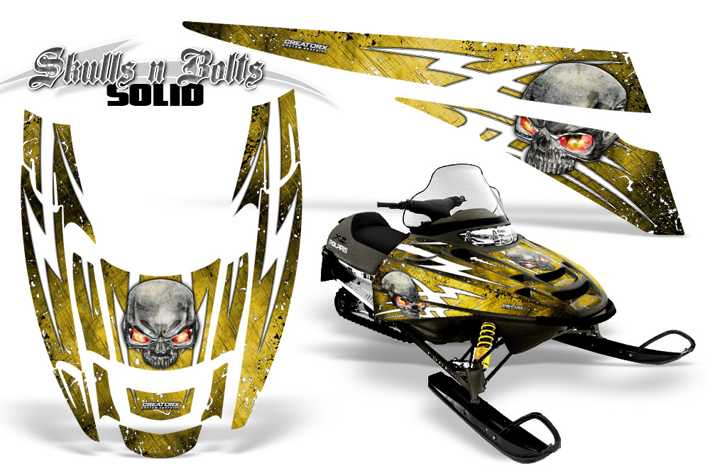 POLARIS EDGE XC Graphics Kit Skulls n Bolts Solid White Yellow